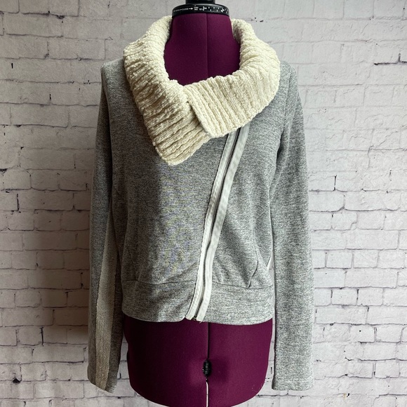 Anthropologie Dolan size small heather gray with cream zip up sweater - Picture 1 of 5